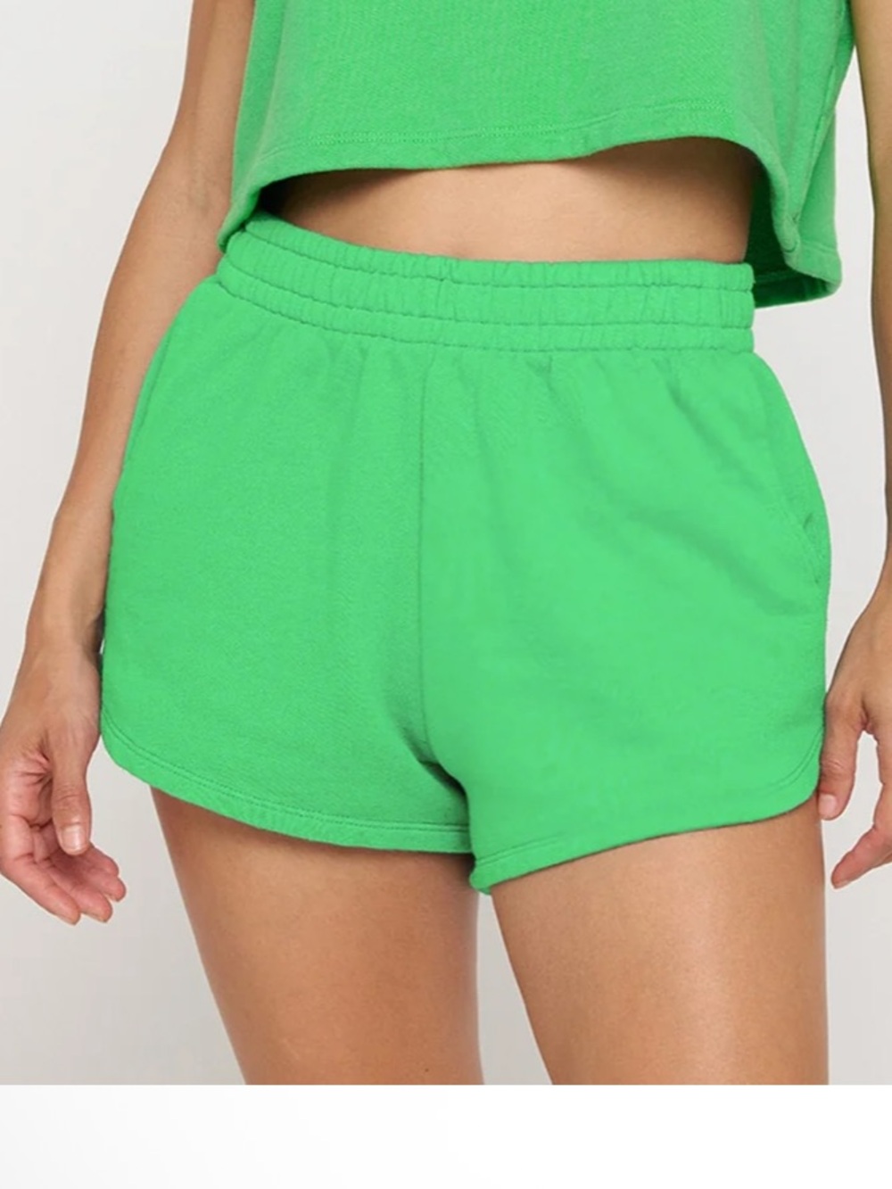 New! Spiritual Gangster Neon Green Terry Athletic Shorts